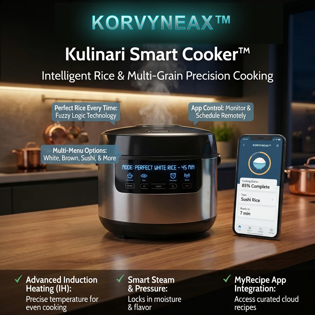 KORVYNEAX™ Kulinari Smart Cooker™ - AI-Powered IH Multi-Grain & Rice Precision Cooker