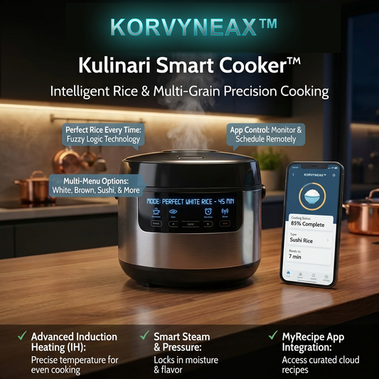 KORVYNEAX™ Kulinari Smart Cooker™ - AI-Powered IH Multi-Grain & Rice Precision Cooker