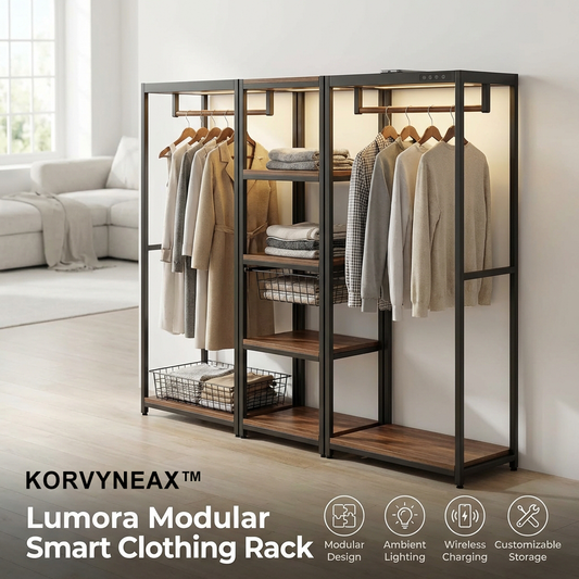 KORVYNEAX™ Lumora Modular Smart Clothing Rack System